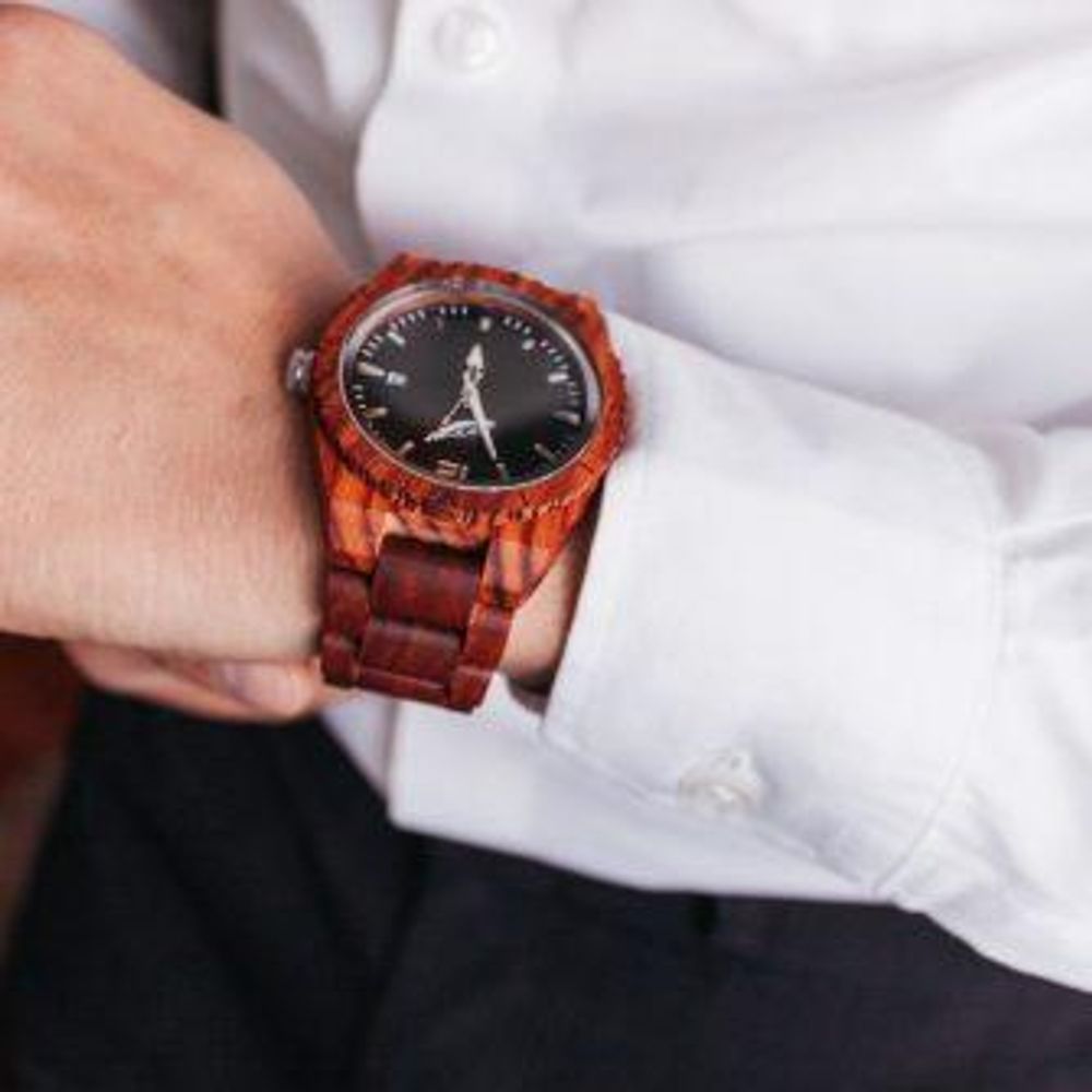 Men's Personalized Engrave Rose Wood Watches - Custom Engraving
